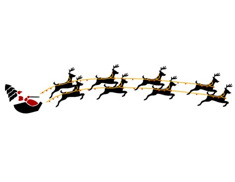 Santa With Eight Reindeer Vector Illustration Public Domain Vectors