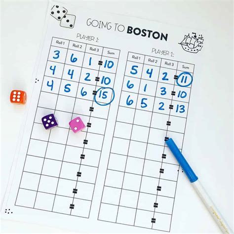 First Grade Printable Math Dice Games 20 Dice Games For Math Reading