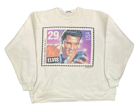 Vintage Elvis Stamp Crew Neck Sweatshirt Etsy
