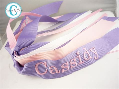 Personalized Ponytail Holder Bow Monogrammed Name Hairbow Streamer Bow