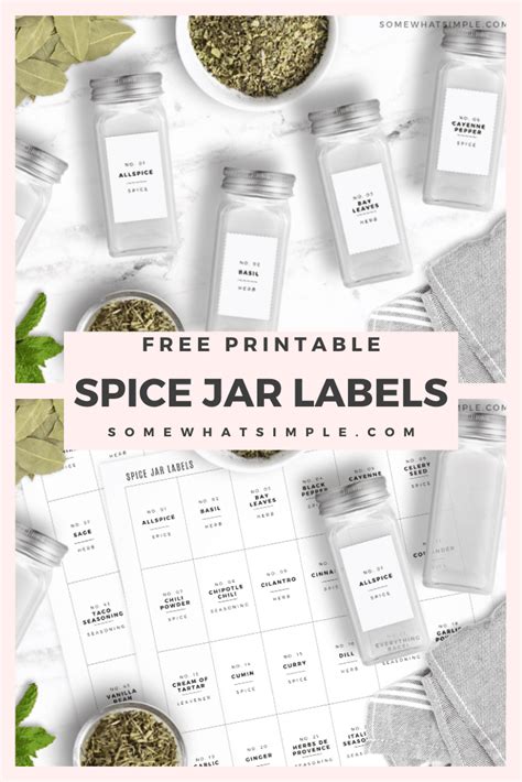 Spice Jar Labels Free Printable From Somewhat Simple