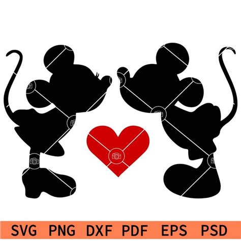 Mickey And Minnie Mouse Kissing Svg Disney Valentine Svg Mickey And
