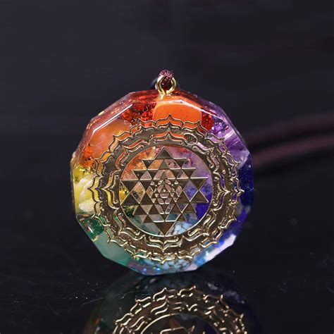 Orgonite Pendant Sri Yantra Necklace Sacred Geometry Chakra Energy