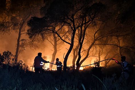 Greece Villages Evacuated As Forest Fire Rages Firefighter Direct