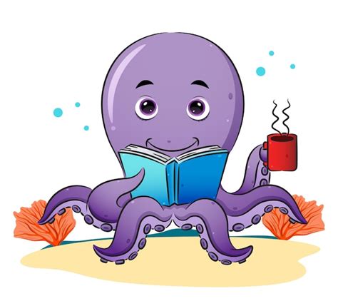 Premium Vector The Smart Octopus Is Reading The Book And Enjoy The
