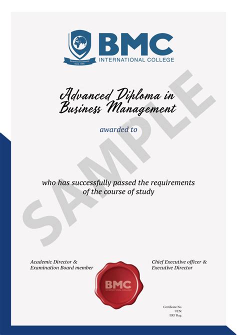 Advanced Diploma In Business Management Bmc
