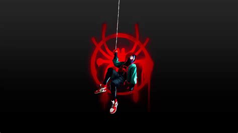 Miles Morales Swinging Spider Man Into The Spider Verse Live Wallpaper