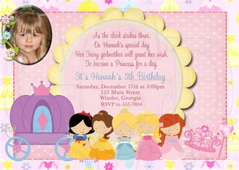 Princess Birthday Invitation Disney Inspired Digital File Etsy