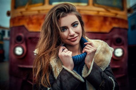 beautiful girl on the background of the train · free photo from virtual images on fonwall