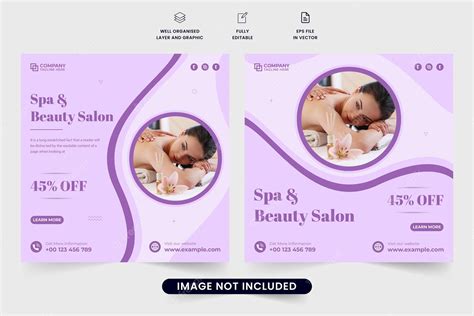 Premium Vector Beauty Salon Social Media Post Vector With Purple Colors Modern Spa Center