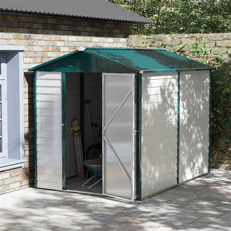 Outsunny 9ft X 6ft Galvanized Metal Garden Shed Outdoor Storage Shed