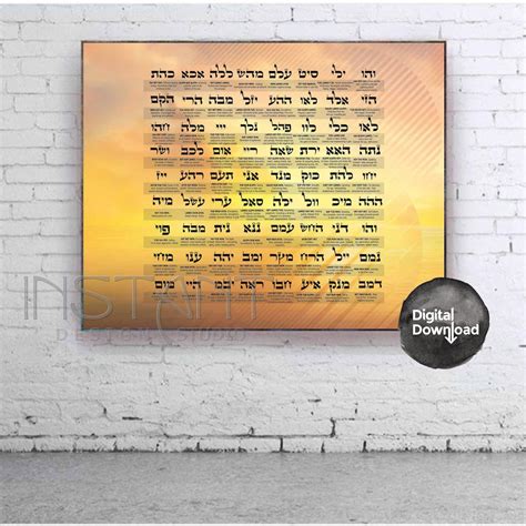 72 Names Of God Print Chart Qualities Meanings Kabbalah Poster Etsy