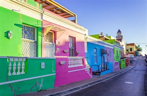 Brightly Coloured Homes In The Historic Neighborhood Of Bokaap Cape