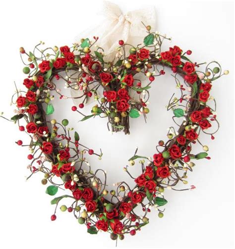 Red Heart Wreath Valentines Day Rose Wreath By Laurelsbylaurie 5900
