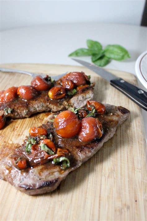 Pan Seared Steak With Balsamic And Basil Cherry Tomatoes Keys To The
