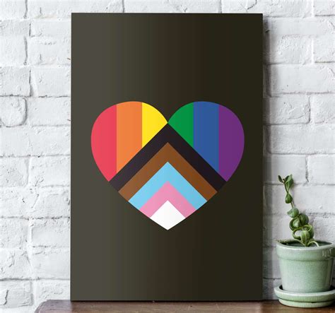 Updated Pride Flag In Heart Shape Home Wall Canvas Tenstickers