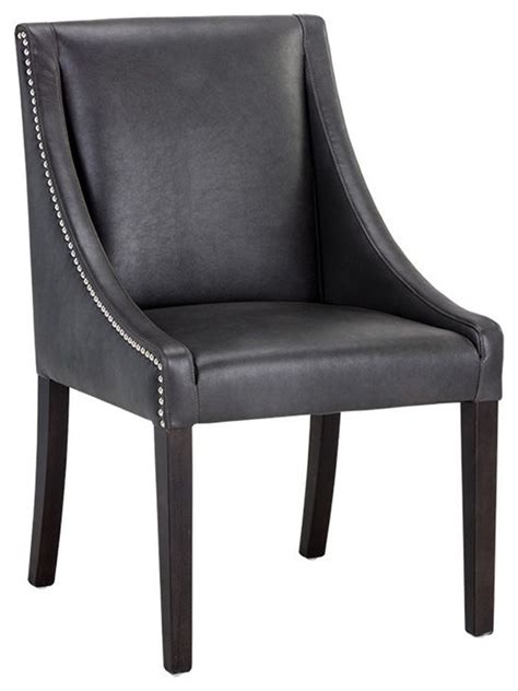 By using metal and glass as the main material. Leather Chair With Silver Nailhead - Transitional - Dining ...