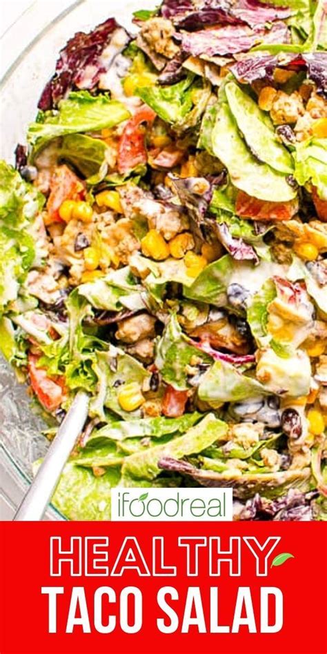 Healthy Taco Salad With One Ingredient Dressing Healthy Tacos Salad
