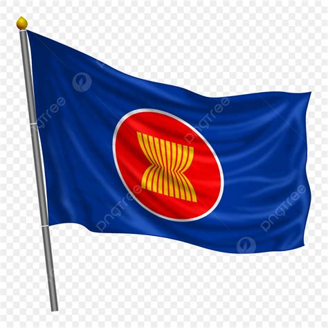 Gambar Bendera Asean Berkibar Dengan Tekstur Kain Berdolak Dalik