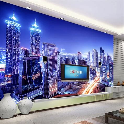 City Night View 3d Photo Wallpaper For Living Room Bedroom