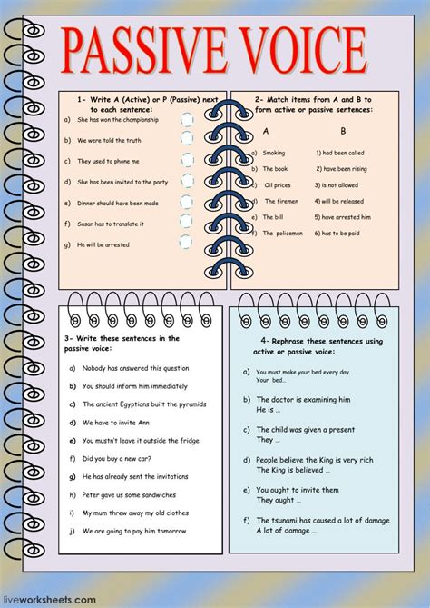 Worksheet On Passive And Active Voice
