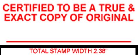 Certified Original Copy Stamp Certified True Copy Original Document