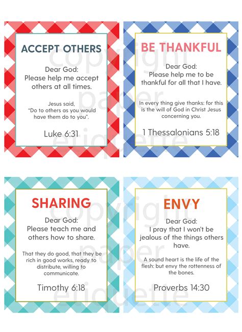 Childrens Prayer Cards 40 Christian Prayer Cards Etsy