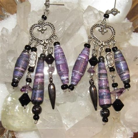 Chandaleir Earrings Handmade Boho Earrings Amethyst Paper Etsy