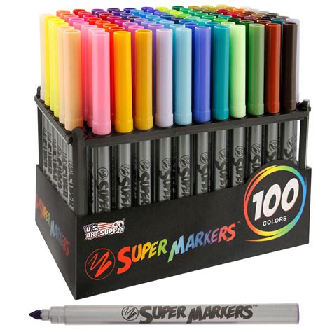 Super Markers Set With 100 Unique Colors Universal Bullet Point Tips