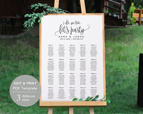 wedding seating chart templates