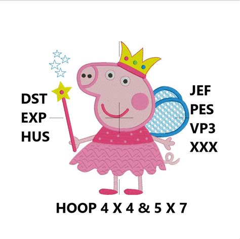 Peppa Pig Machine Embroidery Design Pattern Instant Download Etsy