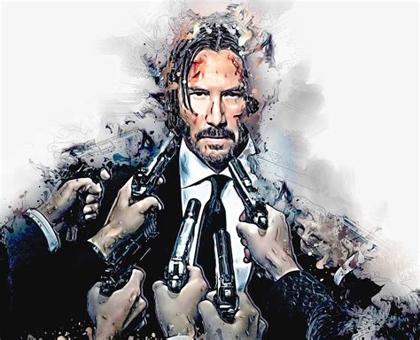 Movie John Wick Chapter 2 John Wick Gun Pistol Keanu Reeves Digital Art