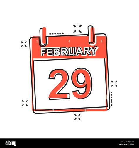 Cartoon Vectores Febrero 29 Icono Calendario En Estilo Cómic Signo Del