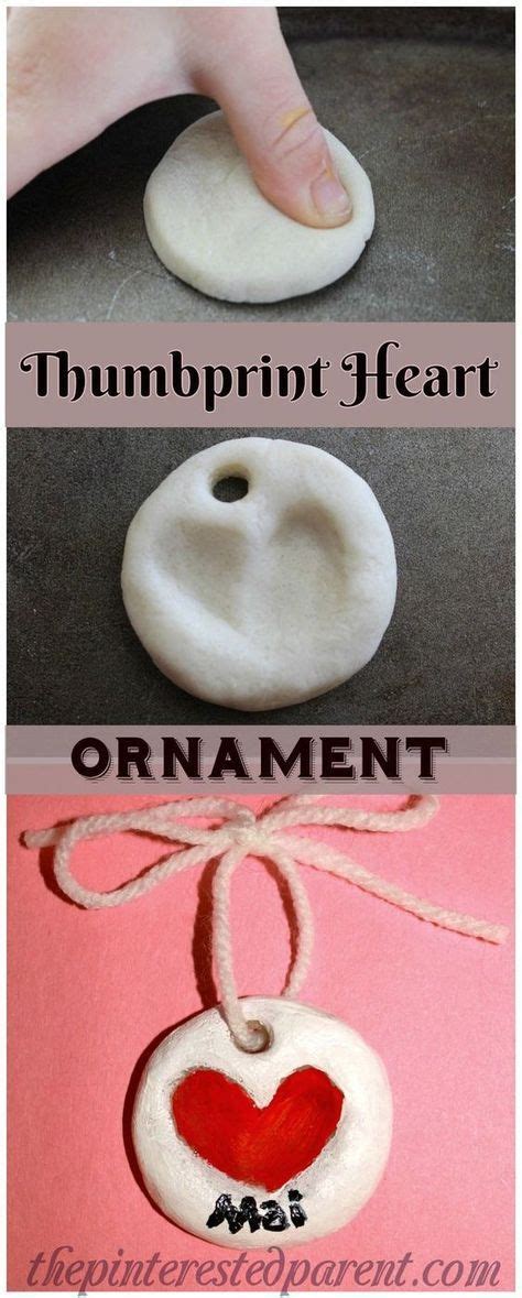 Salt Dough Clay Thumbprint Heart Ornament For Valentines Day