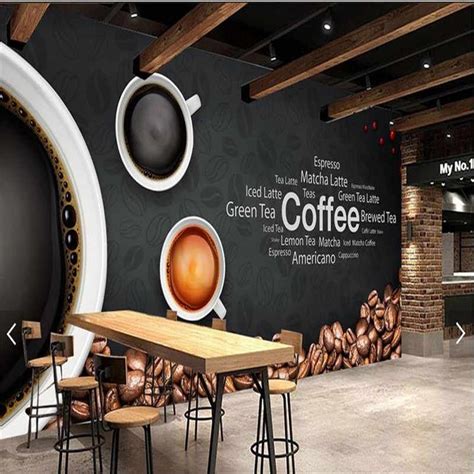 European Leisure Coffee Shop Themed Restaurant Bar Background Wall Mural Wallpaper 3d Industrial