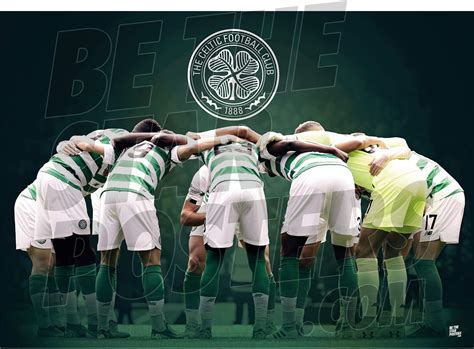 Celtic Fc 202021 Celtic Team Huddle A1 Football Poster Print Wall