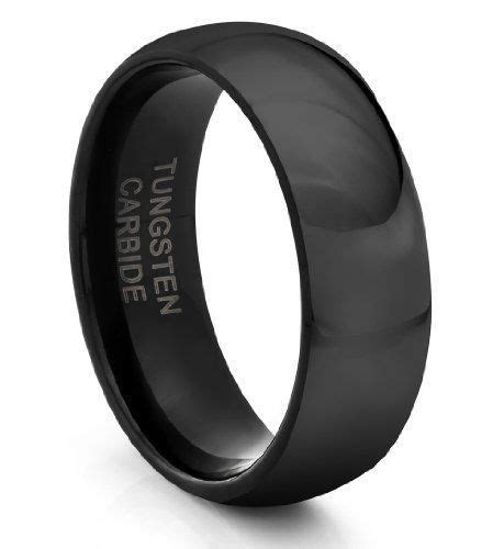 Classic Domed Black Tungsten Ring 8mm With Free Shipping And Lifetime