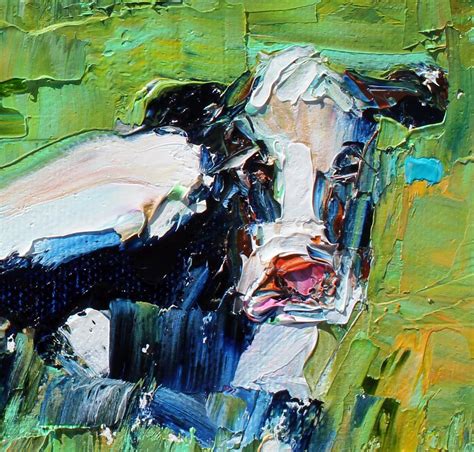 Cow Farm Painting Original Oil Abstract Impressionism Fine Art