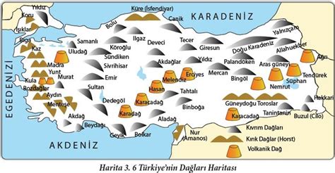 Türkiye Dağ Haritası Canım Anne Coğrafya Harita Türkiye