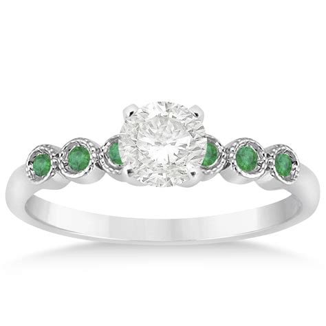 Emerald Bezel Set Engagement Ring Setting 14k White Gold 009ct U9149
