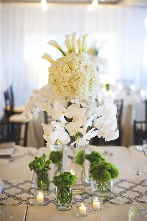 White Hydrangea And Orchid Centerpiece Elizabeth Anne Designs The