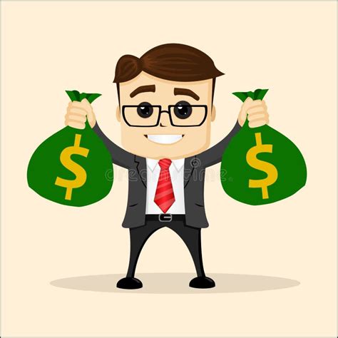 Vector Flat Illustration Business Or Manager With Bag Of Money