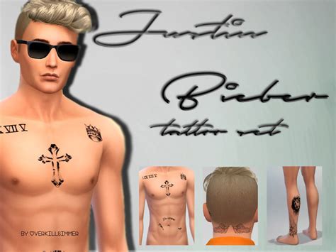 Justin Biebers Neck Leg And Chest Tattoos The Sims 4
