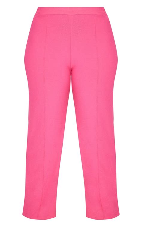Plus Hot Pink High Waisted Trousers Prettylittlething Ie