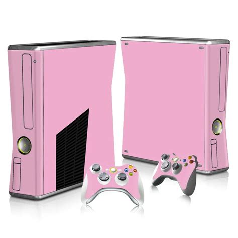 Lovely Pink Skin Stikers Protector Vinyl Sticker For Xbox 360 Slim Console With 2 Controller