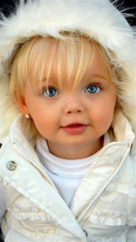 Cute Blue Eyed Blonde Hair Baby Piercing Eyes