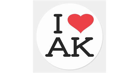 I Love Ak Heart Sticker 6 Pk Zazzle