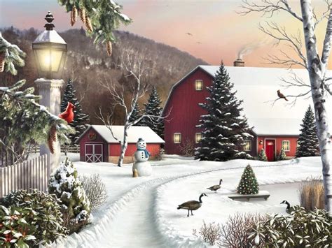Country Winter Paintings Wallpapers Wallpaper Cave