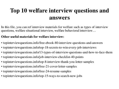 Top 10 Welfare Interview Questions And Answers