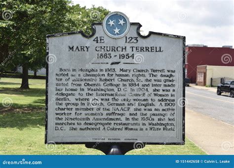Mary Church Terrell Historical Marker Memphis Tn Redaktionelles
